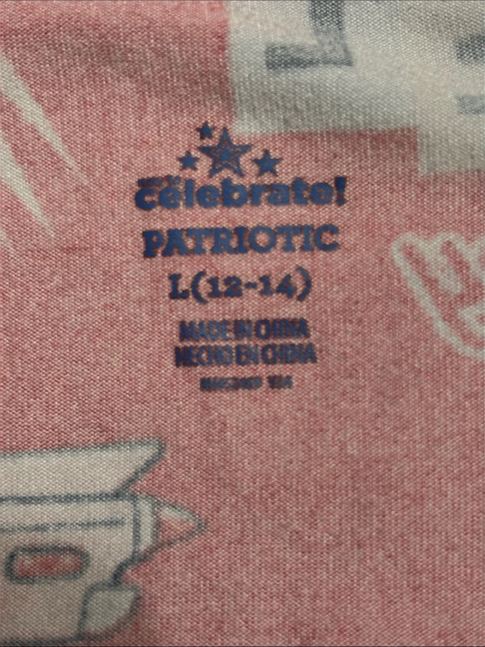 Celebrate Patriotic Girls Pajama Top PreOwned Route 66 Motif Size (12-14) Large